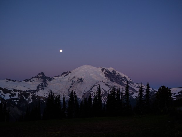 Moon Setting behind Rainier. Near Sunrise Visitors Center.