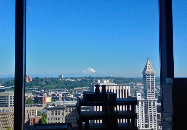 Mt. Rainer out the office window